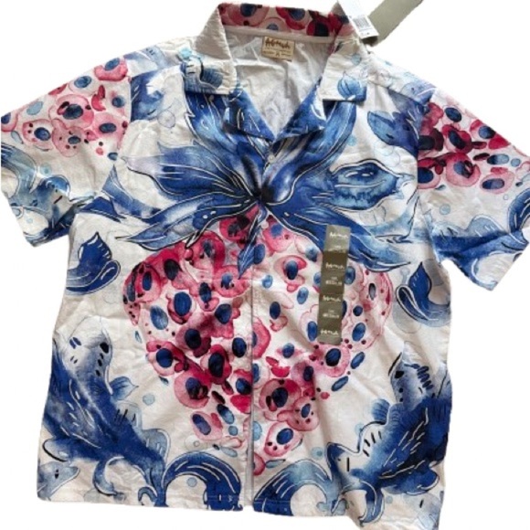 agtawh Other - Men's Blue and Pink Floral Casual Shirt